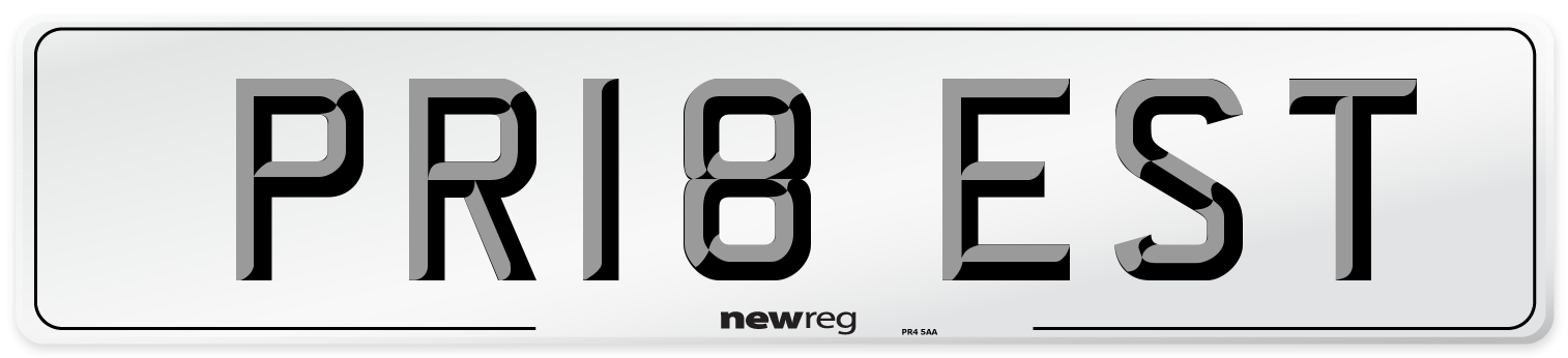 PR18 EST Number Plate from New Reg
